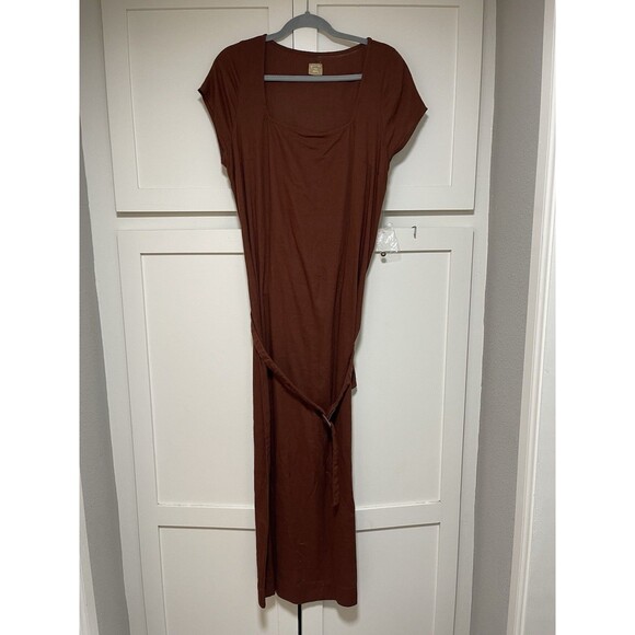Free People Midi Dress Trop Belle Brown Cotton size L NWOT - Picture 6 of 11
